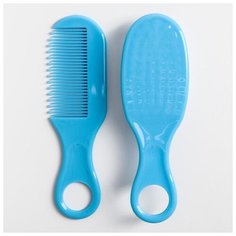 Набор детских расчесок Крошка Я Расческа, массажная щетка, от 0 месяцев, голубой