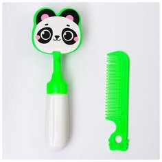 Набор расчесок Крошка Я "Панда", 2 предмета, расческа с зубчиками, щетка