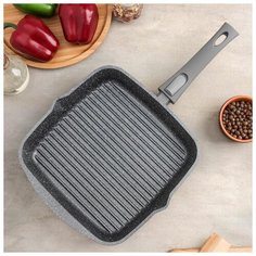 Сковорода-гриль Мечта "Гранит", квадратная, 26*26 см, съемная ручка, антипригарное покрытие