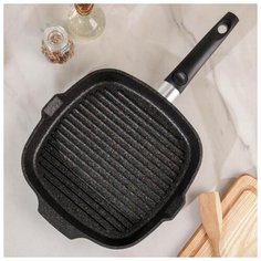 Сковорода-гриль Kukmara Granit ultra blue, 28*28 см, съемная ручка, квадратная