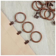 Кольцо для карниза Арт Узор с зажимом, d 38, 48 мм, 10 шт, бронзовое