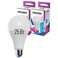 Лампочки светодиодные Космос А65 25Вт Е27 2шт (аналог 200Вт) Холодный дневной свет Kosmos