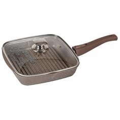 Сковорода-гриль мечта квадратн. 28*28см со съемн. ручк.., стекл. крыш., АП Гранит brown