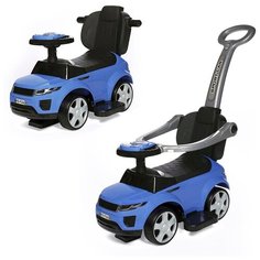 Каталка-пушкар с родительской ручкой, со светом и звуком, синяя Best Like