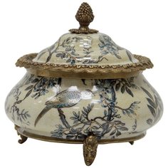Шкатулка под старину из фарфора с бронзой 19x19x18см ГЛАСАР