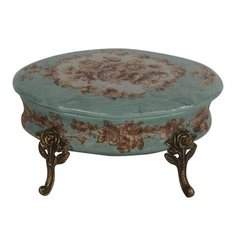 Шкатулка на ножках под старину из фарфора с бронзой 17x12x8см ГЛАСАР