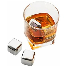 Стальные кубики для вина/ Многоразовый лед/Кубики для виски/ Кубики лёд для охлаждения/ Охлаждающие камни для виски, набор 4 шт. Anygoods