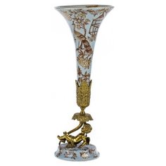 Ваза под старину с ангелом, правая 17x17x38 см под старину из фарфора с бронзой, Glasar ГЛАСАР