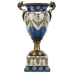 Ваза Ribbons 22x16x39см под старину из фарфора с бронзой, Glasar ГЛАСАР