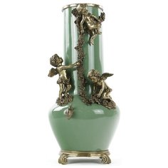 Ваза с ангелами Agate 23x21x41см под старину из фарфора с бронзой, Glasar ГЛАСАР