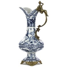 Ваза в форме кувшина Glasar 24x17x36см под старину из фарфора с бронзой ГЛАСАР