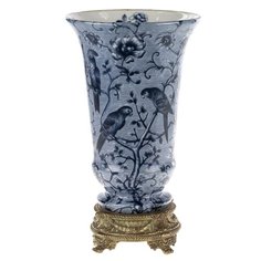 Ваза Jade 18x18x30см под старину из фарфора с бронзой, Glasar ГЛАСАР