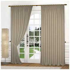 Комплект портьер блэкаут-лен Sola B502-3, бежевый, 200*240 см - 2 шт