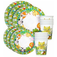 Набор одноразовой посуды Зверушки Картония