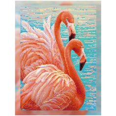 Алмазная мозаика Алмазный мир "Оранжевые фламинго" (БСА3-124), размер 26х36