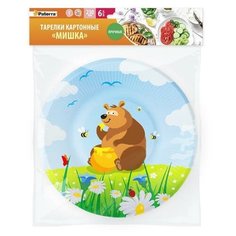 Бумажные тарелки МИШКА, 230 мм, 6шт. в упаковке, PATERRA