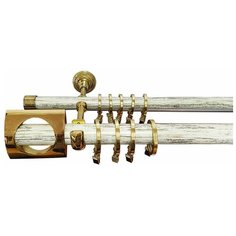 Карниз двухрядный "Гермес" Белый с золотом - 1,4 м Дубрава