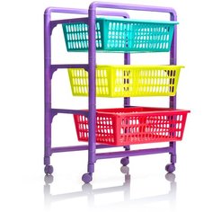 Контейнер для игрушек С выдв.лотками (на колесах) (фиолетовый) Полимербыт