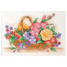 AK117 Набор для вышивания Anchor Корзина с цветами 16х23см
