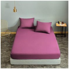 Простыня на резинке Nova Сатин, 200x200 см, малиновый