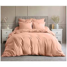 Комплект постельного белья Nova Elegant life сатин, евро, наволочки 70x70 см, Персиковый