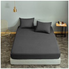 Простыня на резинке Nova Сатин, 180x200 см, графитовый