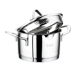 Кастрюля. O.M.S. 2,4 л , со сливным носиком, крышка-дуршлаг, 2039-18