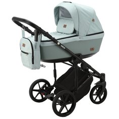 Коляска универсальная Adamex Amelia LUX 3 в 1, AM279 - светло-зеленая с блестками, светло-зеленая кожа