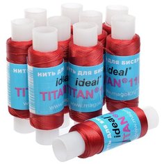 Нить для бисера IDEAL Titan-100 100м цв.красный наб.10шт