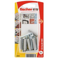 Дюбель для полнотелых материалов fischer SX 6X30 с прямым крюком,8шт.
