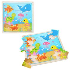 Пазл-вкладыш Щепочка в рамке "Морская жизнь" (размер рамки 21,5х21,5см)