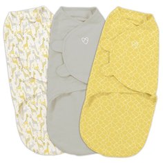Набор конвертов для пеленания на липучке SwaddleMe Grey Yellow Safari (3 шт.), размер S/M Summer Infant