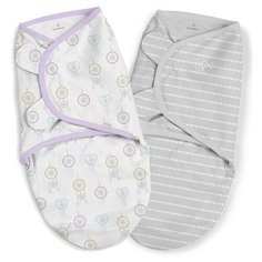 Конверты для пеленания на липучке Organic SwaddleMe серый/кружочки,сердечки (2 шт.), размер S/M Summer Infant