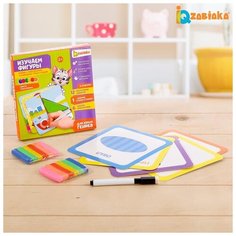 Набор с пластилином ZABIAKA "Изучаем геометрические фигуры", маркер "Пиши-стирай" (4493466)