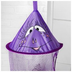 Корзина для игрушек ZABIAKA подвесная, "Дракончик", 3 отделения, цвет сиреневый