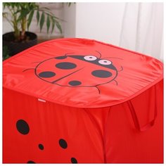 Корзина для игрушек ZABIAKA малая, "Божья коровка", с ручками и крышкой
