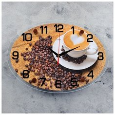 Часы настенные 21 век серия: Кухня, "Чашка кофе", 24*34 см