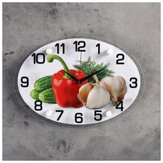 Часы настенные 21 век серия: Кухня, "Овощи", 24*34 см