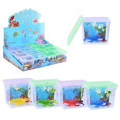 Фигурки в аквариуме Oubaoloon "Исследователь" с морскими животными, в коробке (XD-129)