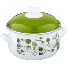 Кастрюля Savasan Гарден 8253, 1.8 л, белый/зеленый