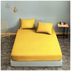 Простыня на резинке Nova Сатин, 200x200 см, желтый