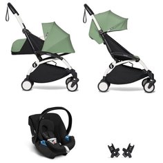 YOYO2 BABYZEN Коляска 3 в 1 с люлькой Newborn Pack, Peppermint,Белая рама