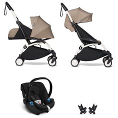 YOYO2 BABYZEN Коляска 3 в 1 с люлькой Newborn Pack, Taup,Белая рама