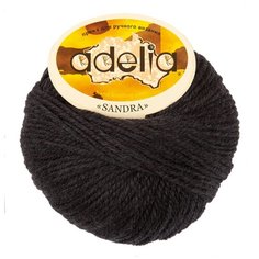Пряжа Adelia "SANDRA" 50% шерсть, 50% акрил №01 ЧЕРНЫЙ - 10 мотков по 50 г