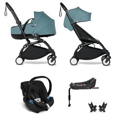 YOYO2 BABYZEN Коляска 4 в 1 с люлькой Bassinet, Aqua,Черная рама
