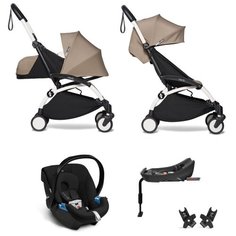 YOYO2 BABYZEN Коляска 4 в 1 с люлькой Newborn Pack, Taup,Белая рама