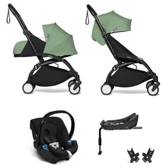 YOYO2 BABYZEN Коляска 4 в 1 с люлькой Newborn Pack, Peppermint,Черная рама