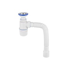 Сифон для моек и раковин элит с литым выпуском, нержавеющей чашкой D70 мм и гибкой трубой 900 мм (1 1/2 - D40/50 мм), VIRPlast (Россия), арт 30980617