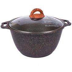 Кастрюля KUKMARA Granit ultra original литая 4,0 л со стеклянной крышкой