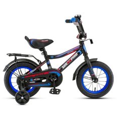 Детский велосипед MaxxPro ONIX 12 чёрно-синий с боковыми колесами